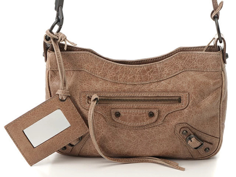 BALENCIAGA Hip Shoulder Bag Calfskin Beige Cream